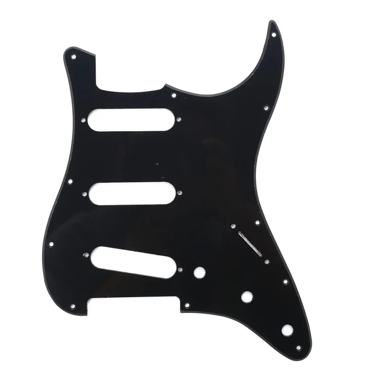 Musiclily Pro SSS 11-Hole ST Guitar Pickguard 1Ply Black | Fits Fender Stratocaster, 2mm PVC - main product image