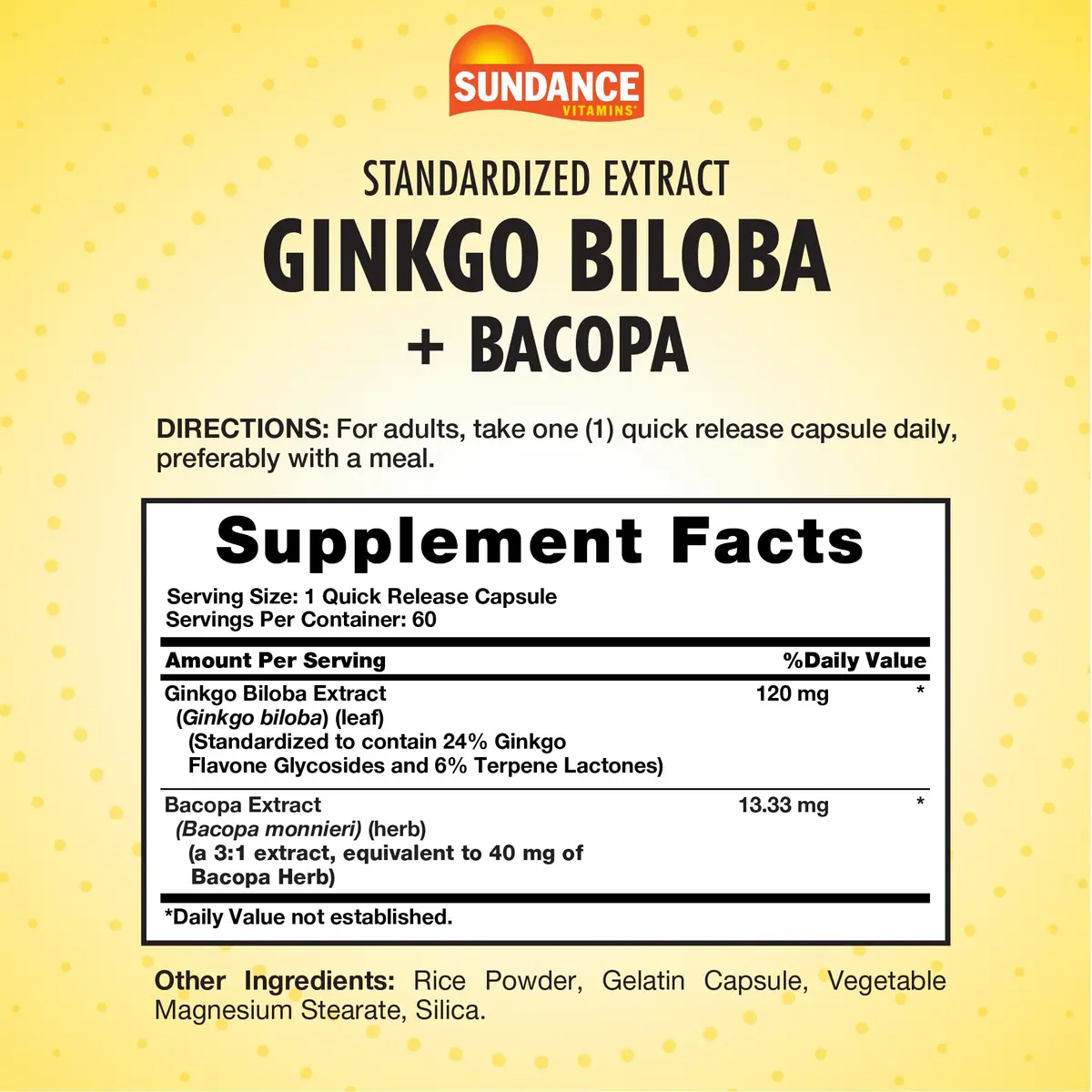 Sundance Ginkgo Biloba Capsules | 120mg | Herbal Supplement for Wellness - view 2