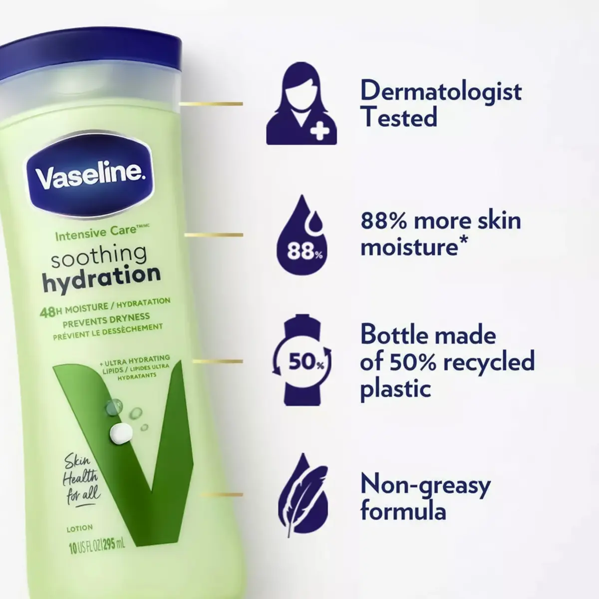 Vaseline Intensive Care Aloe Soothe Body Lotion 2-Pack | 400ml (13.53 Fl Oz) | Heals Dry Skin - view 4