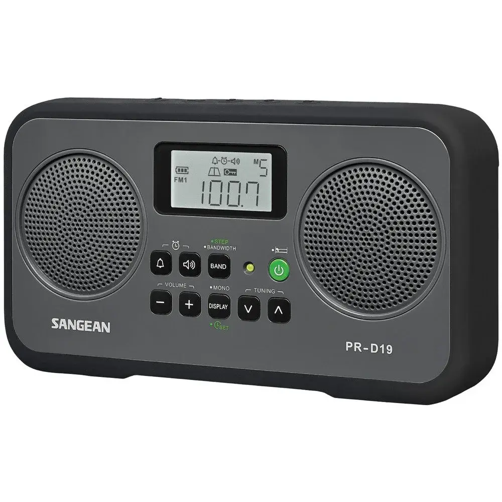 Sangean PR-D19BK FM Stereo/AM Digital Tuning Portable Radio 1.06 lb (0.48 kg) | 20 Station Presets with Aux-In - main product image