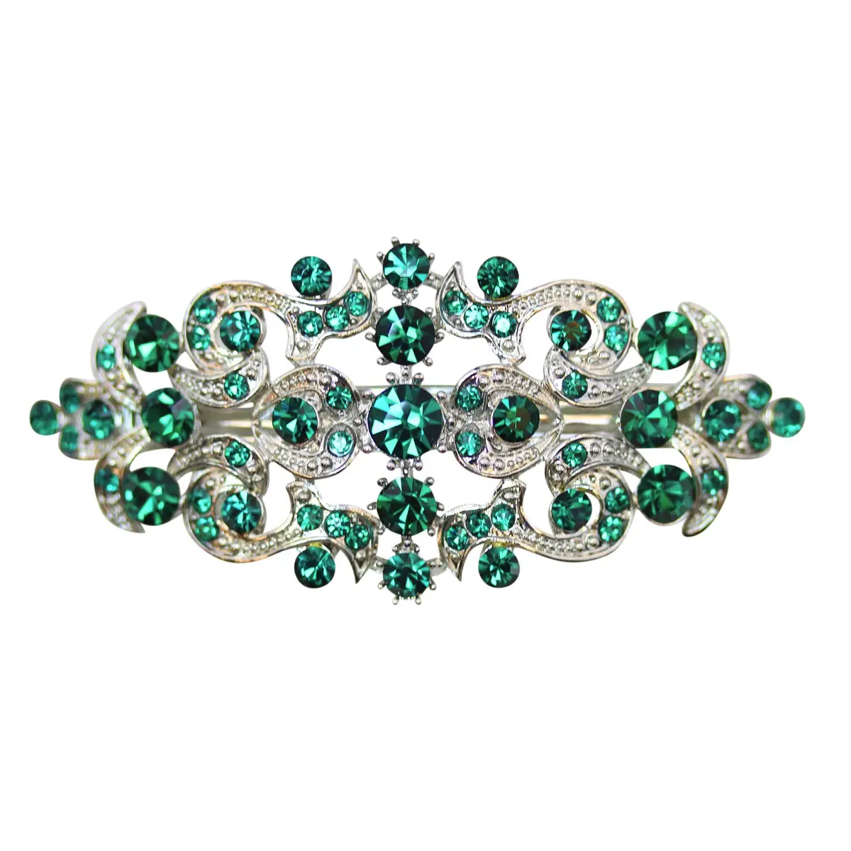 Faship Gorgeous Green Hair Barrette | Rhinestone Floral Hair Jewelry for Women - main product image