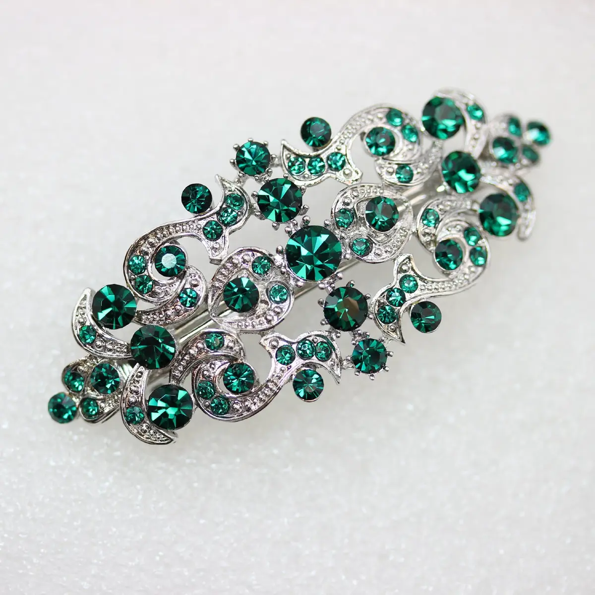 Faship Gorgeous Green Hair Barrette | Rhinestone Floral Hair Jewelry for Women - view 2
