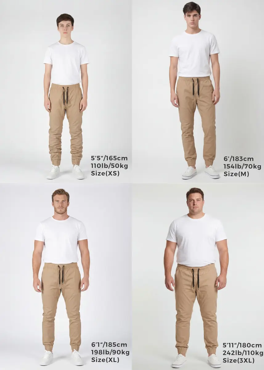 ITALYMORN Men's Stretch Chino Joggers, Slim Casual Pants - L, Khaki | Premium Cotton & Stretch for All-Day Comfort - view 8