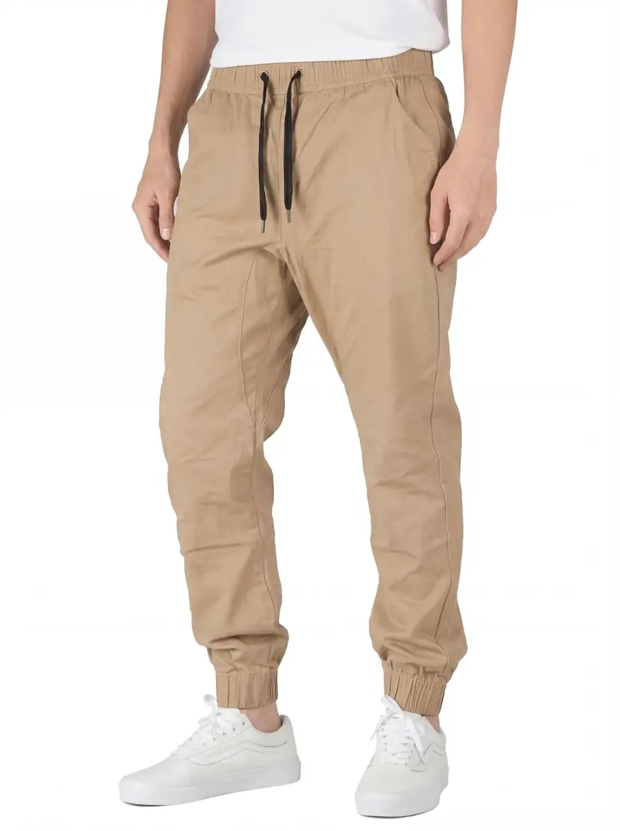 ITALYMORN Men's Stretch Chino Joggers XL Khaki | Slim Casual Pants with Flex & Authentic Cotton - main product image
