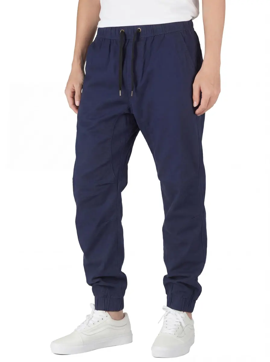 ITALYMORN Men's Stretch Chino Joggers, Slim Casual Pants - L, Navy Blue | Premium Cotton Blend with Stretch for All-Day Comfort - main product image