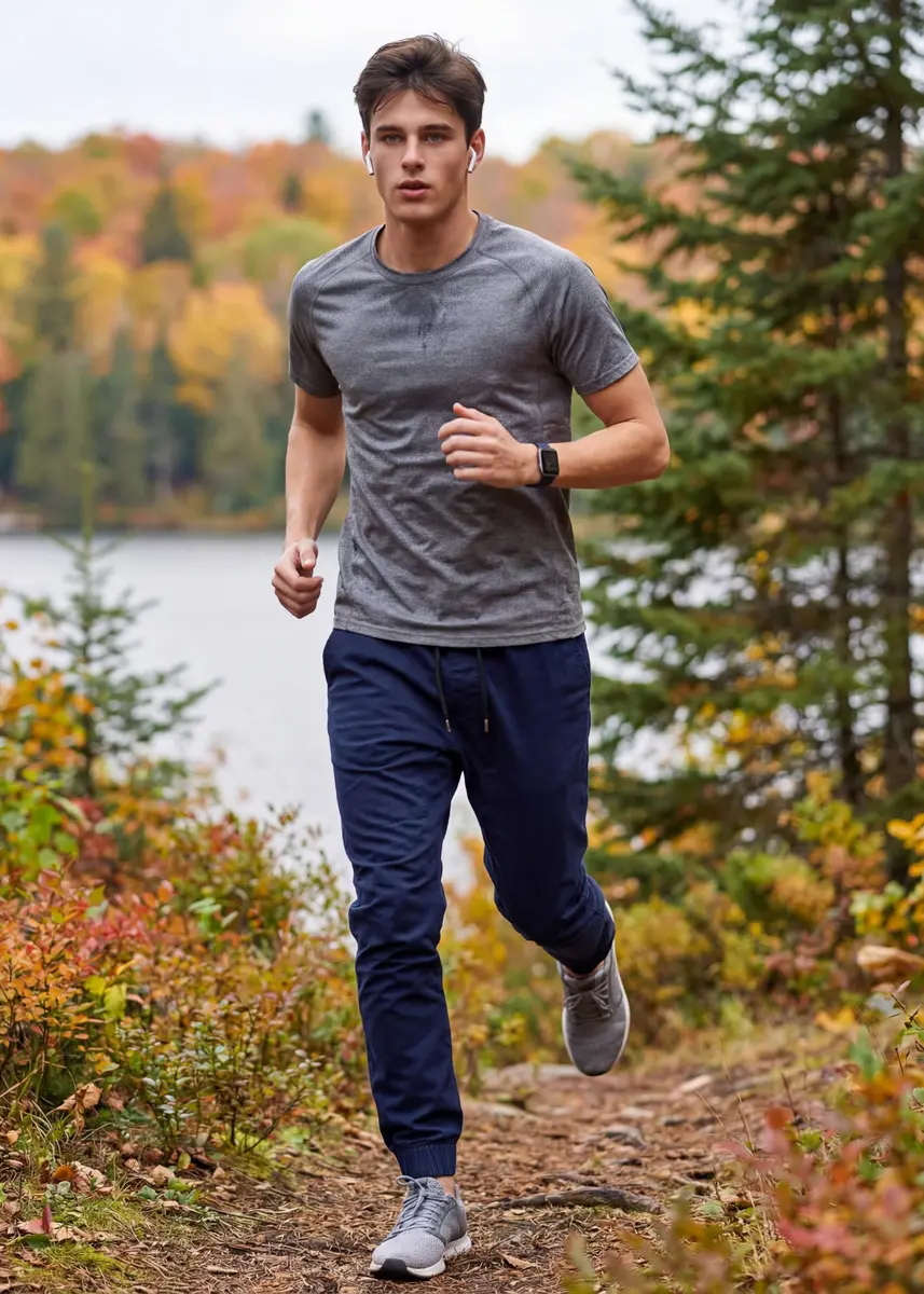 ITALYMORN Men's Stretch Chino Joggers, Slim Casual Pants - L, Navy Blue | Premium Cotton Blend with Stretch for All-Day Comfort - view 3