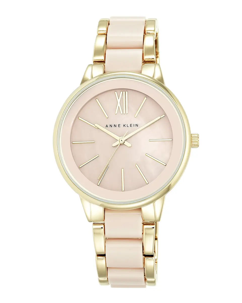 Anne Klein Women's Blush Pink Mother-of-Pearl Dial Resin Bracelet Watch 37mm | Japanese Quartz Movement - main product image