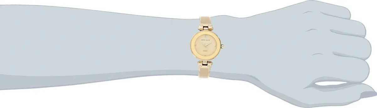 Anne Klein Women's Tan & Gold-Tone Bangle Watch with Diamond Dial | 28mm Case - view 2