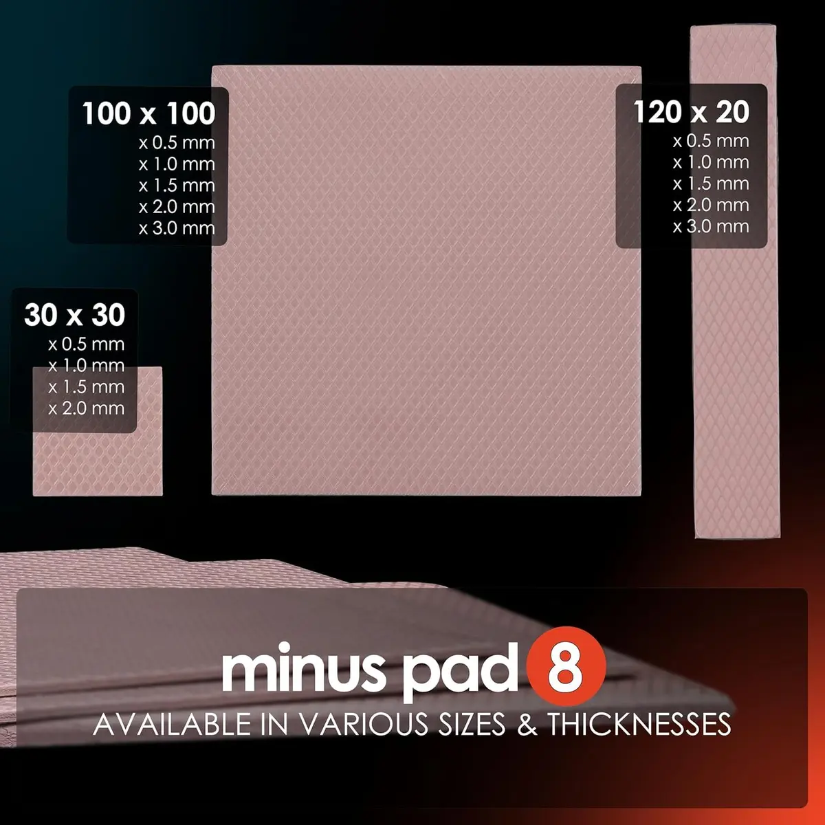 Thermal Grizzly Minus Pad 8 120x20x0.5mm 2-Pack | 8W/(m·K) Thermal Conductivity for GPUs and SSDs - view 4