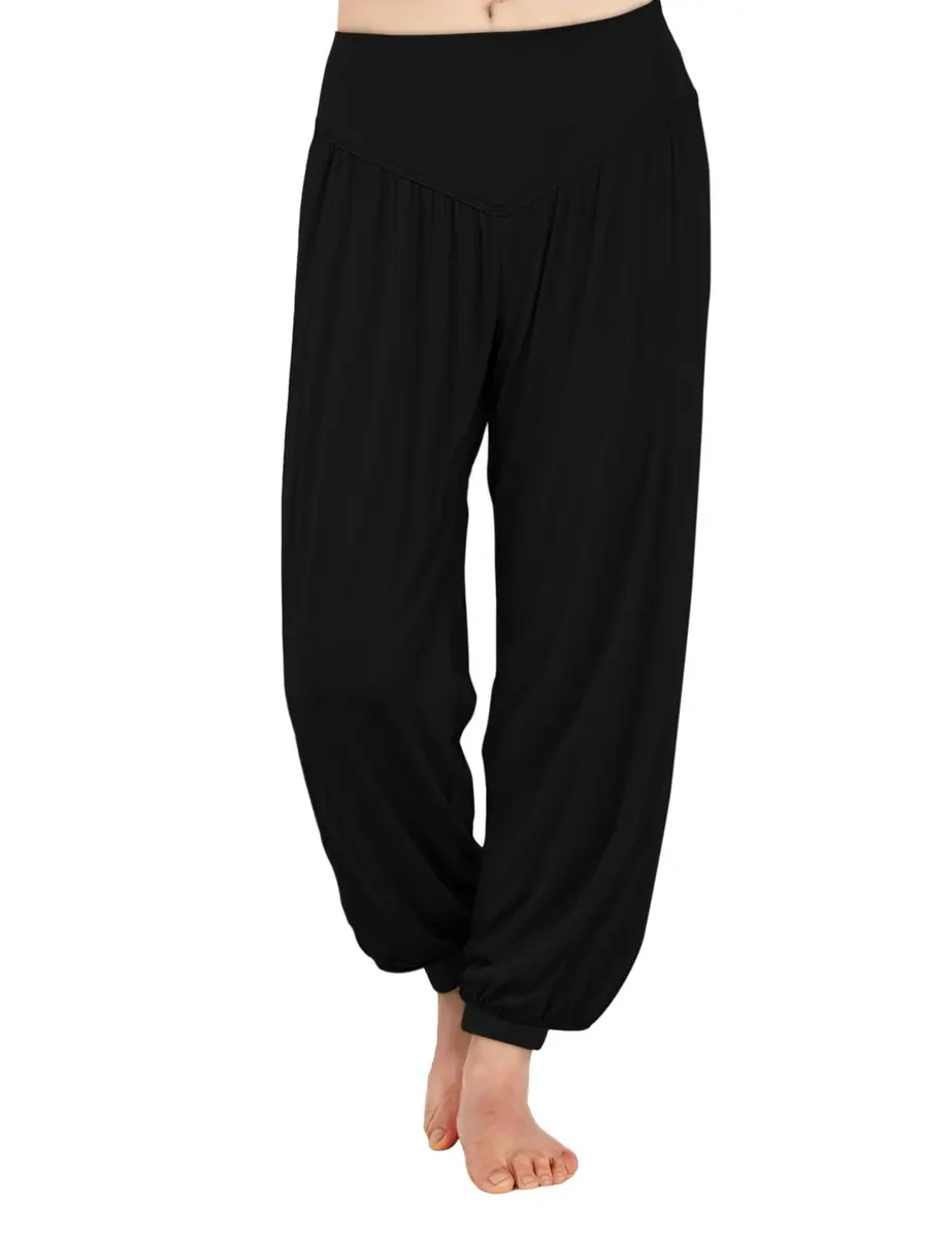 AvaCostume Womens Modal Cotton Soft Yoga Pants, L, Black | Relaxed Fit for Active & Casual Wear - main product image