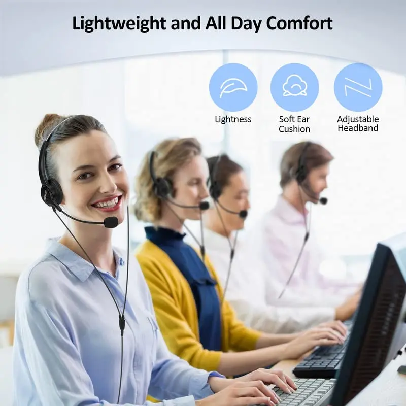 AGPTEK Noise Cancelling Corded Monaural Headset with Flexible Mic & RJ9 Connector | 19cm (7.5in) Length - view 11