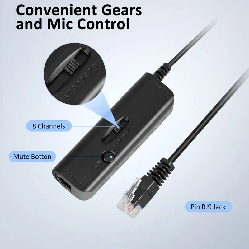 AGPTEK Noise Cancelling Corded Monaural Headset with Flexible Mic & RJ9 Connector | 19cm (7.5in) Length - view 2
