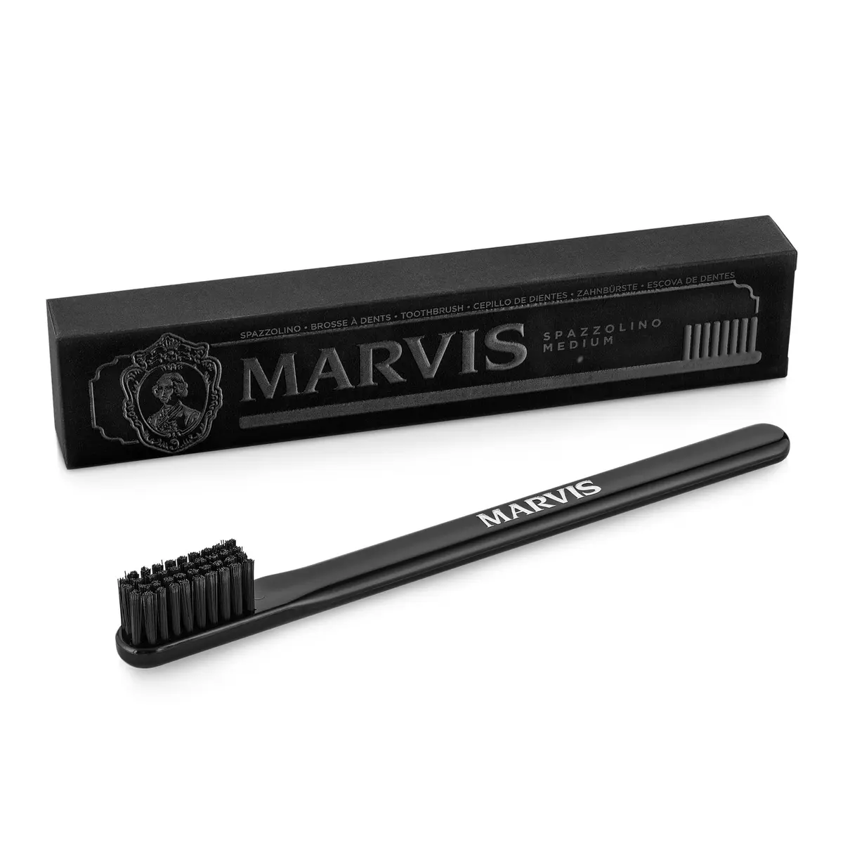 Marvis Toothbrush Medium Nylon Bristle Silver | Lightweight & Travel-Friendly - main product image