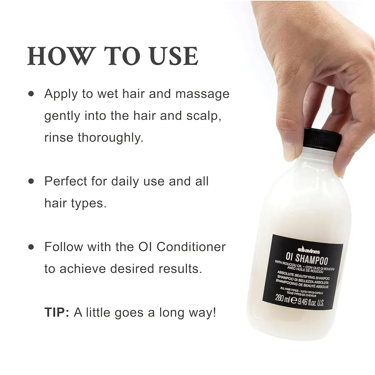 Davines OI Shampoo Daily Hair Softening & Hydrating | All Hair Types, 9.5 Fl Oz - view 4