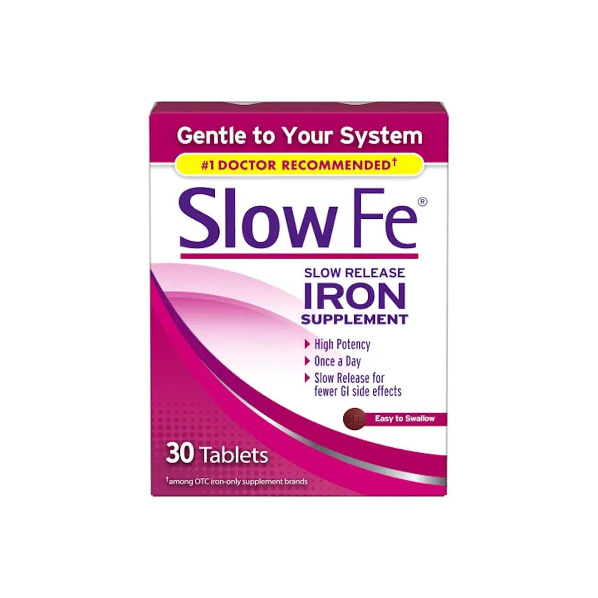 Slow Fe Iron Supplement Tablets 45mg 30 Count (Pack of 3) | #1 Doctor Recommended for Iron Deficiency - main product image