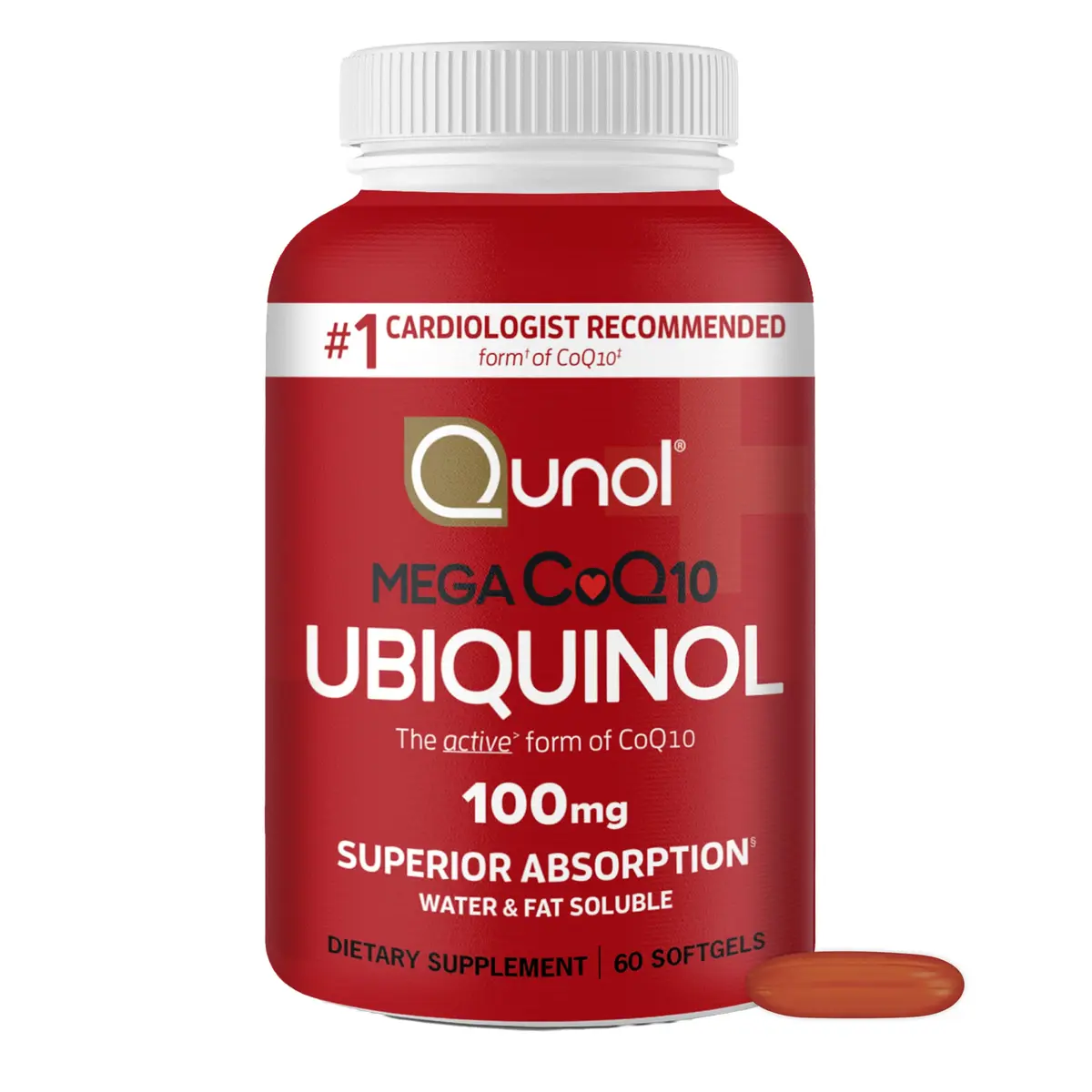Qunol Mega Ubiquinol CoQ10 100mg | Superior Absorption for Heart & Energy Support - main product image