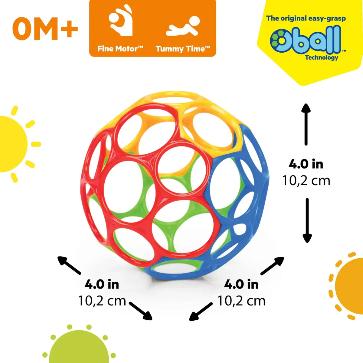 Bright Starts Oball Classic Easy Grasp Ball 10.16cm (4 Inches) | BPA-Free Infant Toy for Newborns and up - view 3