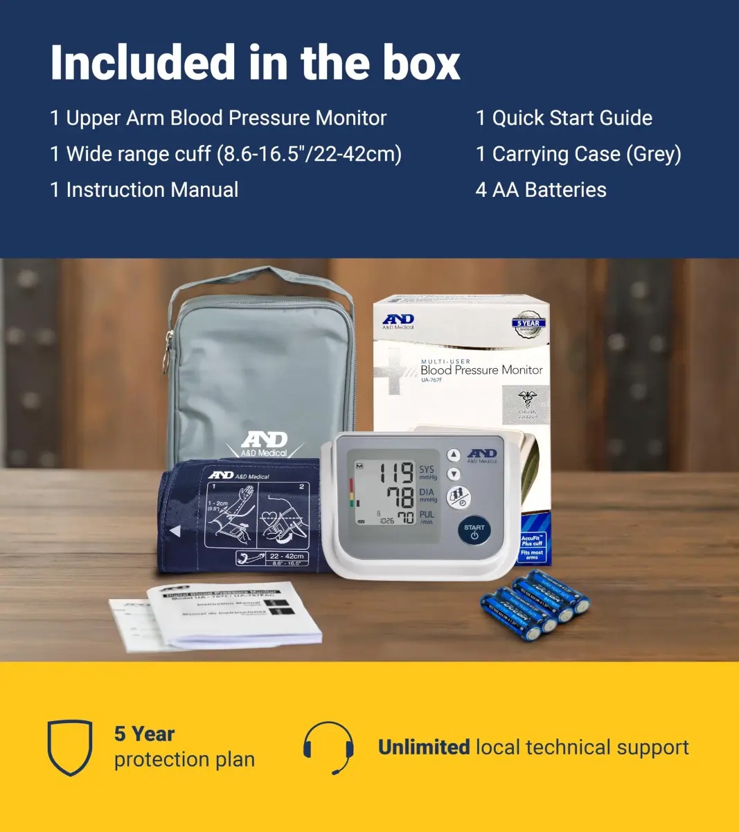 A&D Medical UA-767F Automatic Blood Pressure Monitor | 4 Users, 60 Memories/User, Wide Cuff 22-42cm, App Compatible - view 7