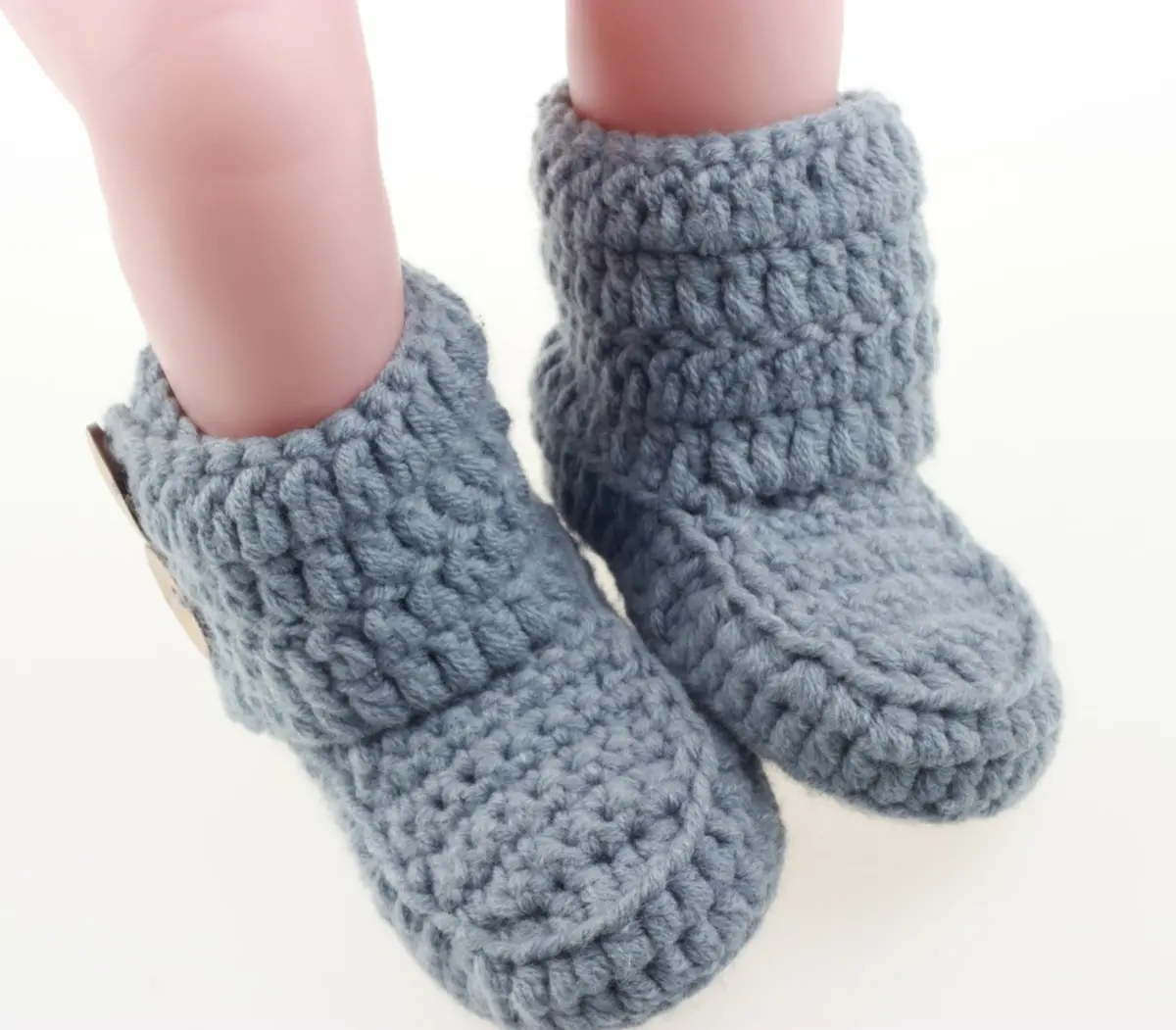 zefen Baby Booties Newborn Socks Handmade Shoes Deep Small Gray | Cotton Crochet - view 3