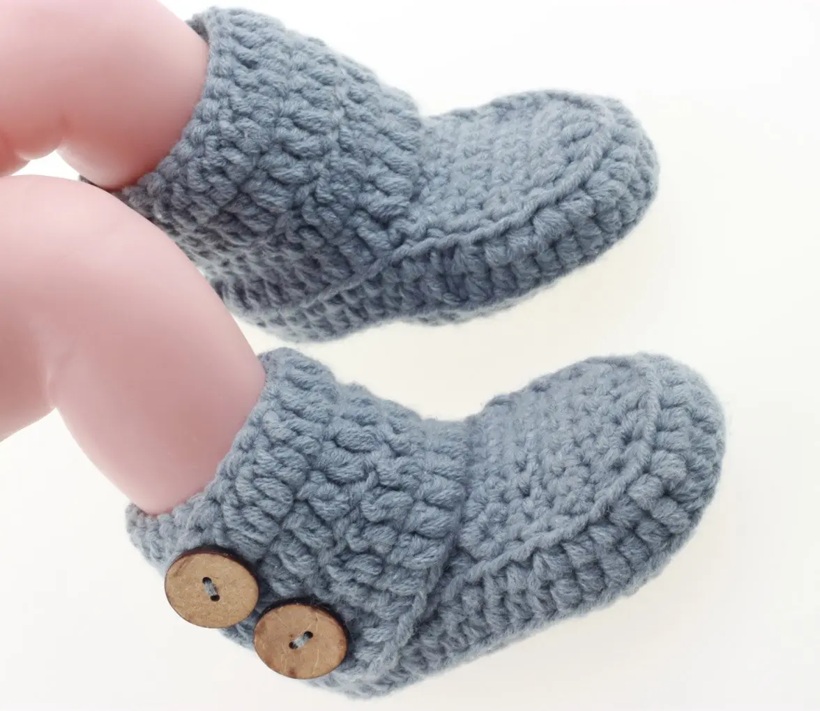 zefen Baby Booties Newborn Socks Handmade Shoes Deep Small Gray | Cotton Crochet - view 4