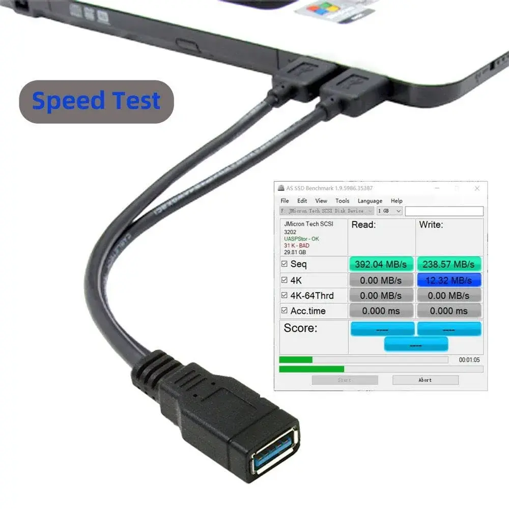 cablecc Dual USB 3.0 Male to USB Female Y Cable 20cm (0.65ft) | Extra Power & Data for Hard Drives, Printers, Scanners - view 4