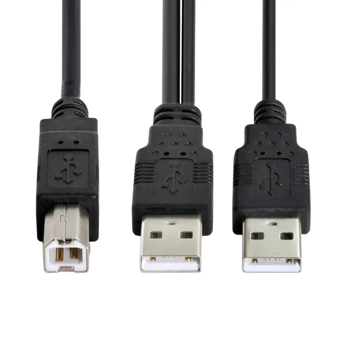 cablecc Dual USB 2.0 Type-A to Type-B Y Cable 60cm (2ft) | Extra Power & Data for External Drives - main product image