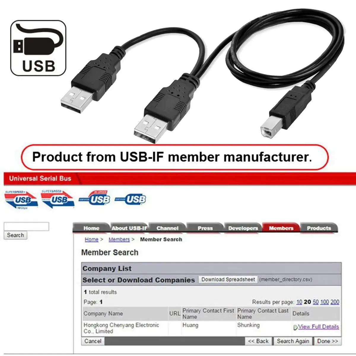 cablecc Dual USB 2.0 Type-A to Type-B Y Cable 60cm (2ft) | Extra Power & Data for External Drives - view 5