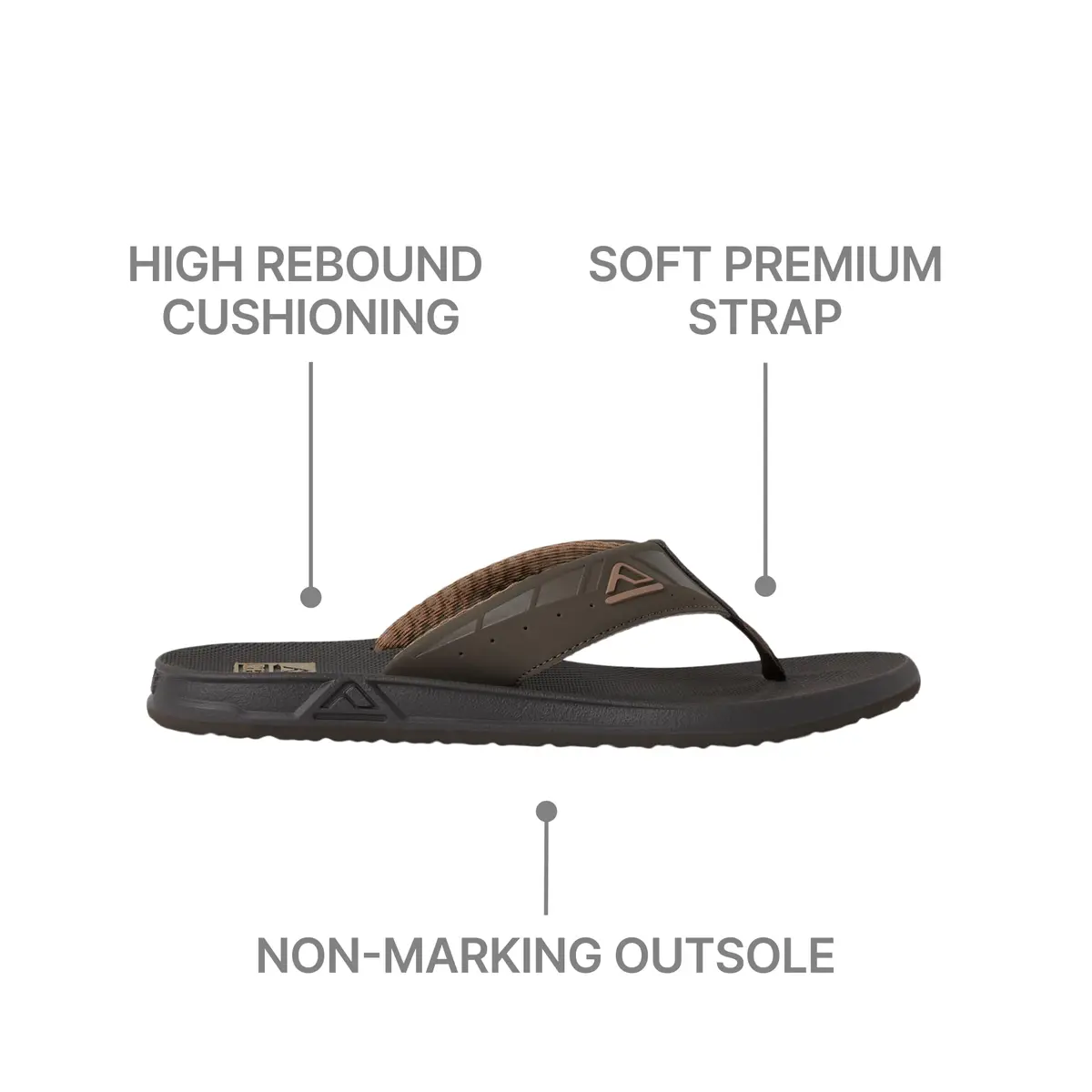 Reef Phantoms Mens Beach Flip Flop Water Friendly Supportive Molded Footbed Brown 9 - view 6