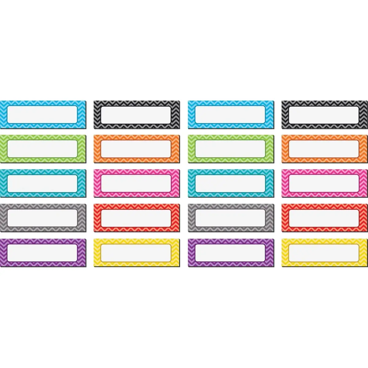 Teacher Created Resources Chevron Labels Magnetic Accents 4.75" x 1.5" (20 Labels, Assorted Colors) | Durable & Reusable Magnetic Decor - main product image