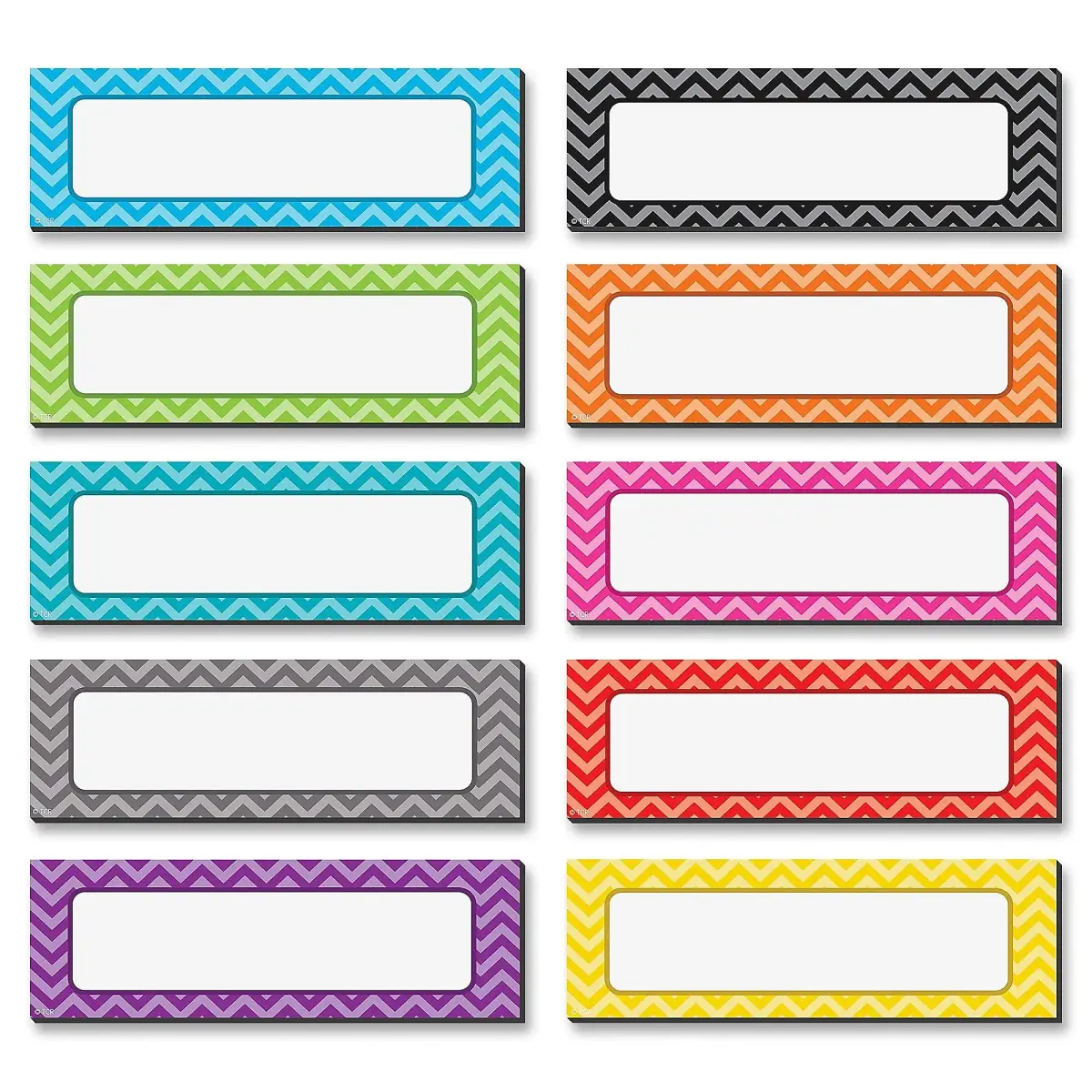 Teacher Created Resources Chevron Labels Magnetic Accents 4.75" x 1.5" (20 Labels, Assorted Colors) | Durable & Reusable Magnetic Decor - view 2