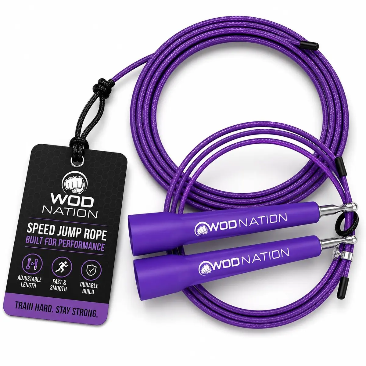 WOD Nation Adjustable Speed Jump Rope - Purple, Adjustable Length | Home Gym & Cardio Equipment for Men, Women & Kids - main product image