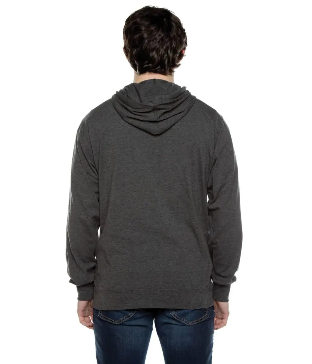 Cottonhood Lightweight Jersey Zip Hoodie for Men – Full Zip Casual Cotton Hoodie, Soft Long Sleeve (L, Charcoal Heather, 702) - view 2