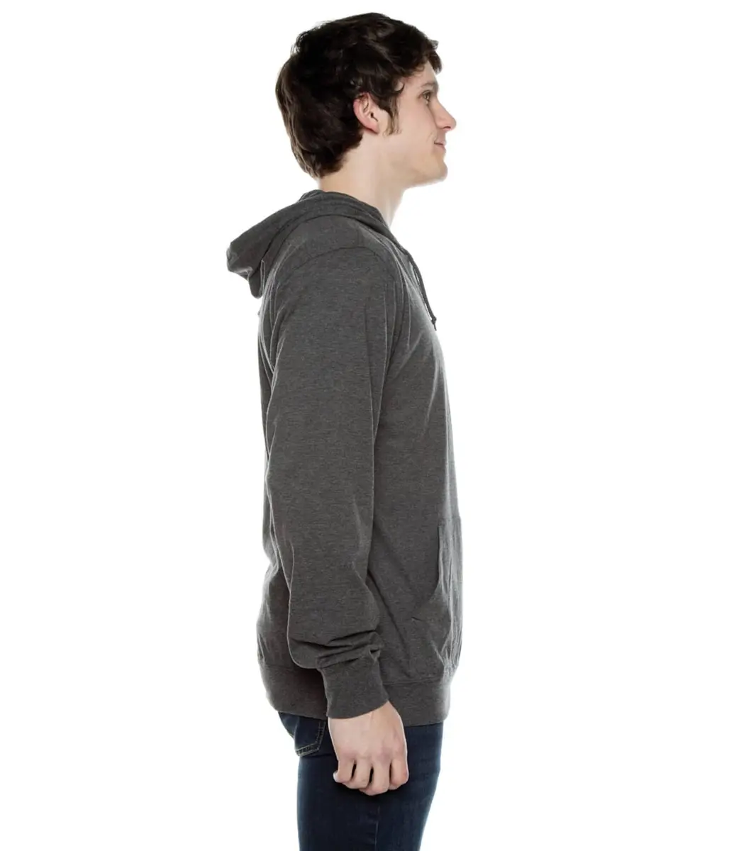 Cottonhood Lightweight Jersey Zip Hoodie for Men – Full Zip Casual Cotton Hoodie, Soft Long Sleeve (L, Charcoal Heather, 702) - view 3