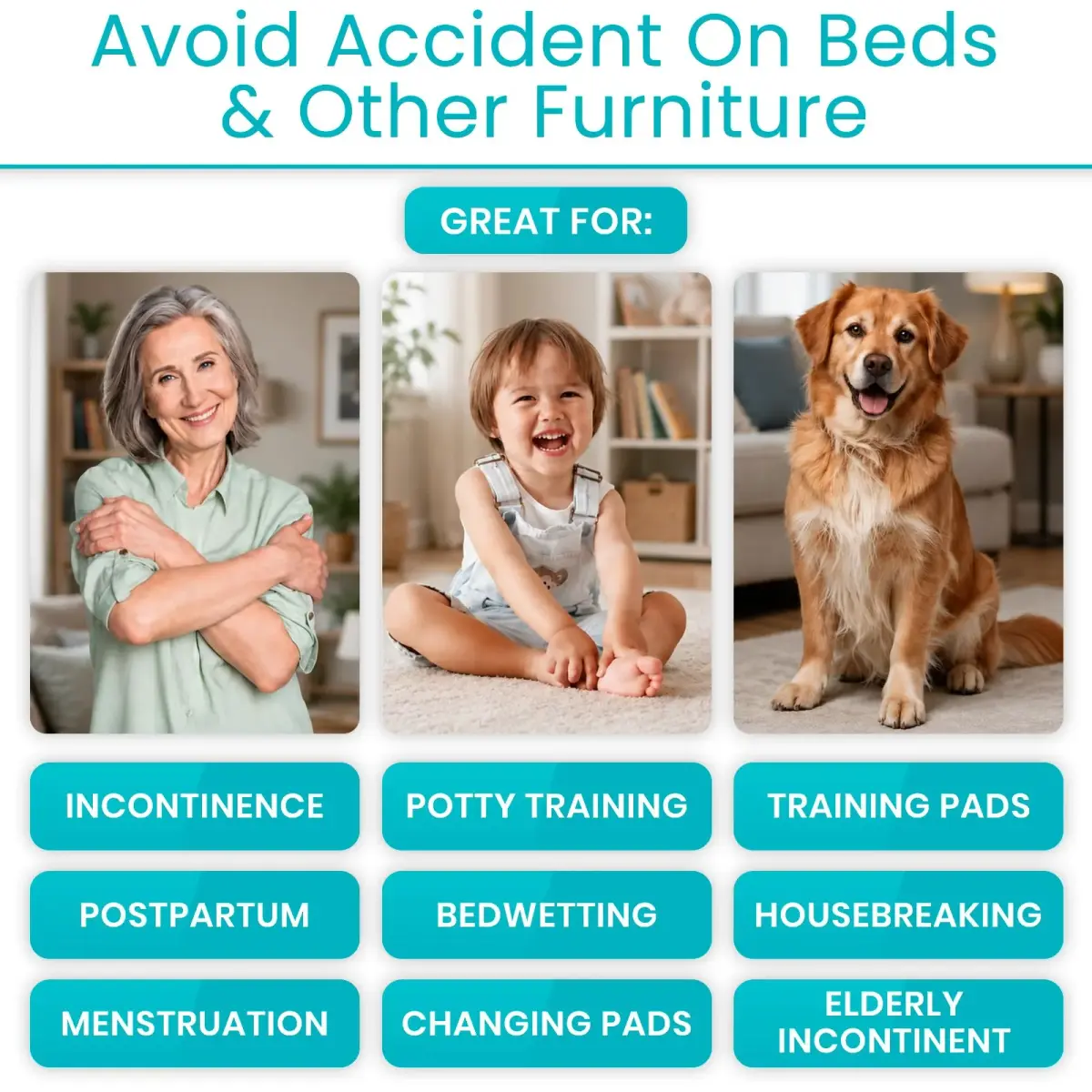 SURES Washable Waterproof Bed Pad Mattress Protector 83cm x 132cm (34" x 52") | Effective Leakproof Protection - view 8