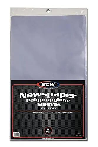 BCW Newspaper Sleeves 16.25 X 24.125 Inches (Pack of 1) | Acid-Free Archival Quality Protection - main product image