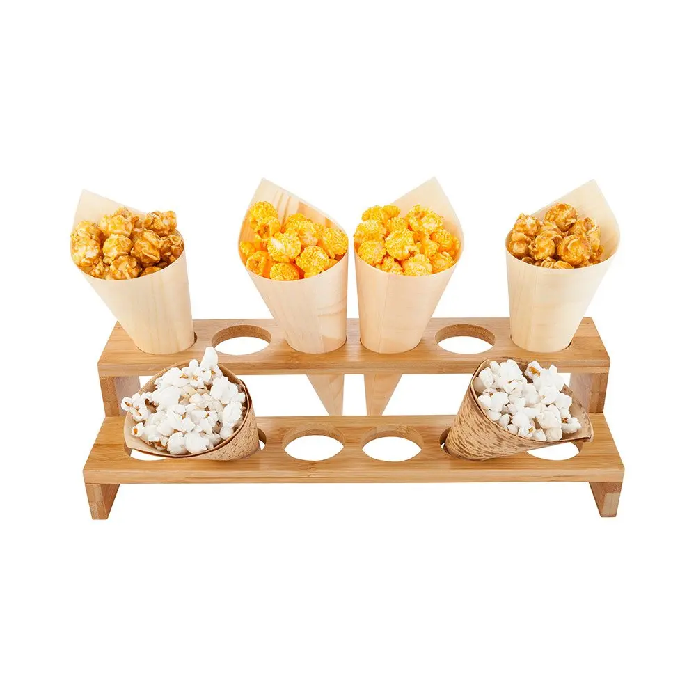 Restaurantware Multi Level Food Cone and Sushi Hand Roll Display Stand 13.5" | Eco-Friendly Bamboo - main product image