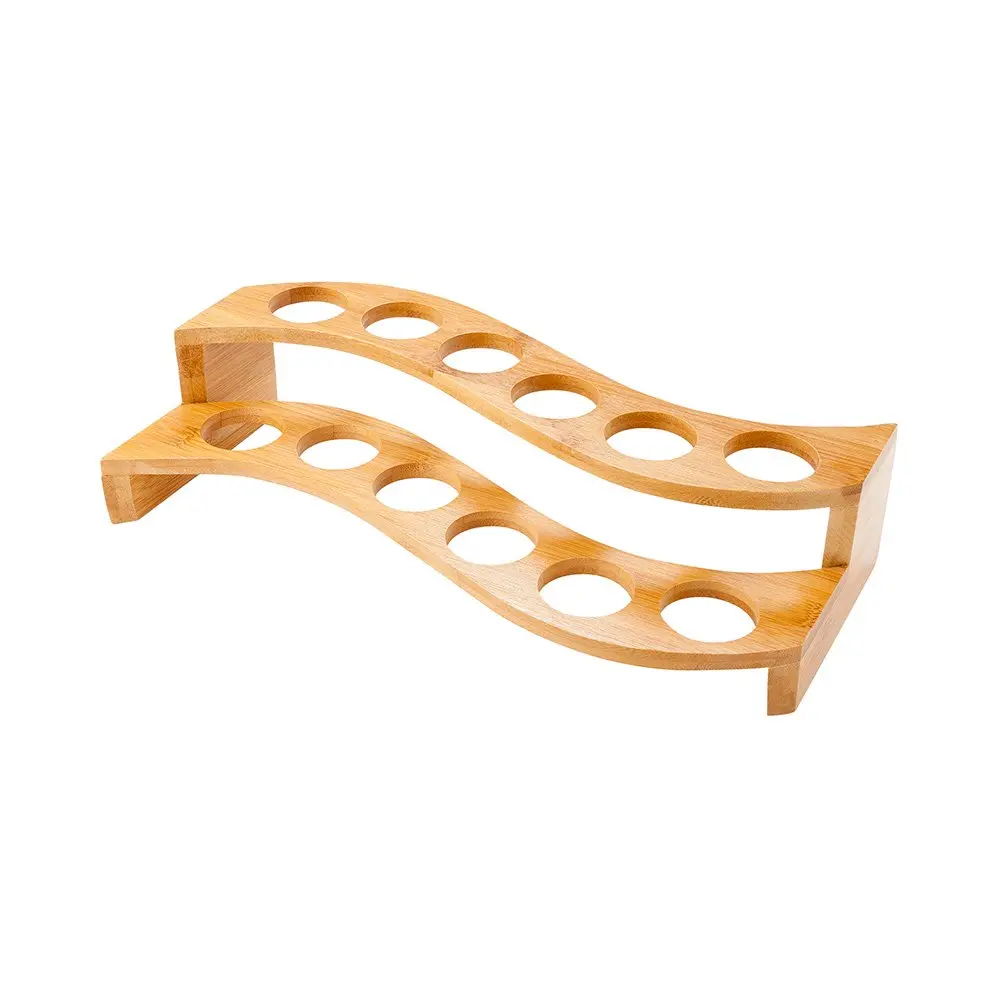 Restaurantware 12 Slot Curved Natural Bamboo Cone Stand, Multi-Level, 1 Ct | Rustic Food Display for Cones - view 2