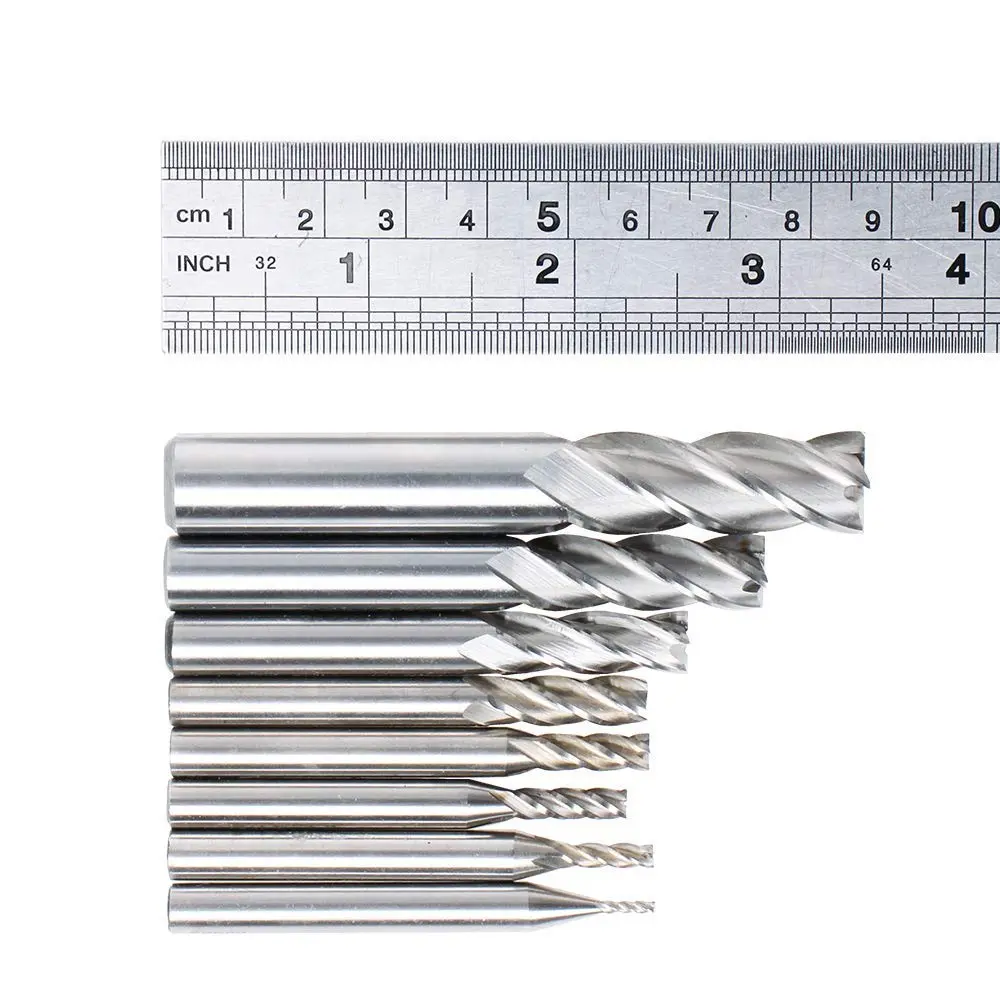 AUTOTOOLHOME 8PCS HSS 4-Flute End Mill Set CNC Milling Bits 1/16''-1/2'' | Durable High-Speed Steel - view 8