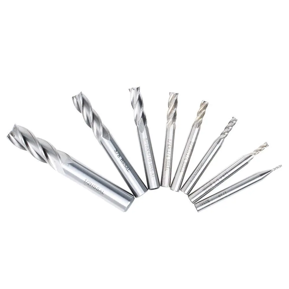 AUTOTOOLHOME 8PCS HSS 4-Flute End Mill Set CNC Milling Bits 1/16''-1/2'' | Durable High-Speed Steel - view 9
