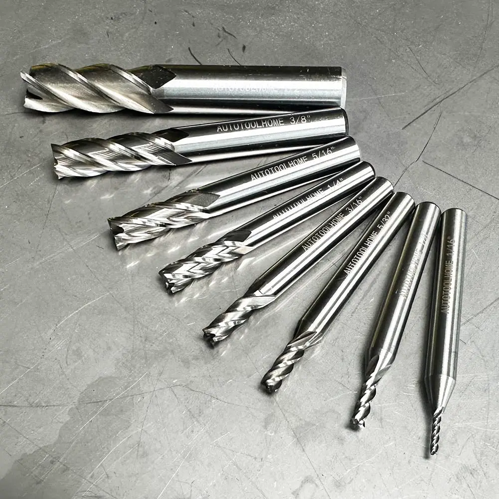 AUTOTOOLHOME 8PCS HSS 4-Flute End Mill Set CNC Milling Bits 1/16''-1/2'' | Durable High-Speed Steel - view 3