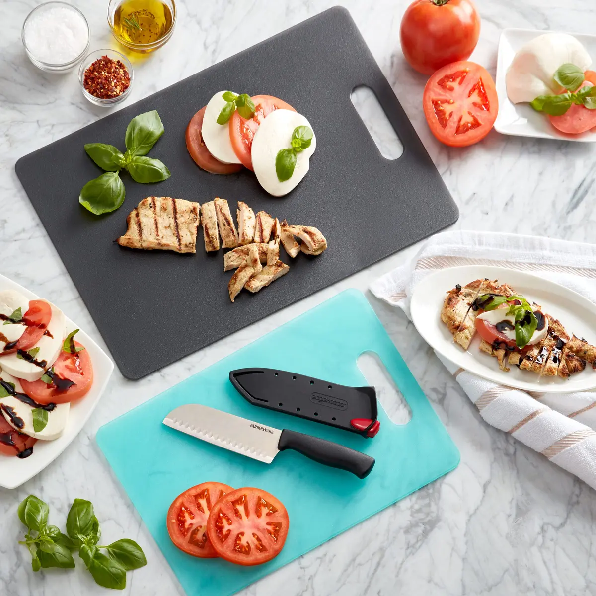 Farberware Edgekeeper 5-Inch Santoku Knife with Self-Sharpening Blade Cover | Razor-Sharp High Carbon-Stainless Steel Kitchen Knife in Black - view 8