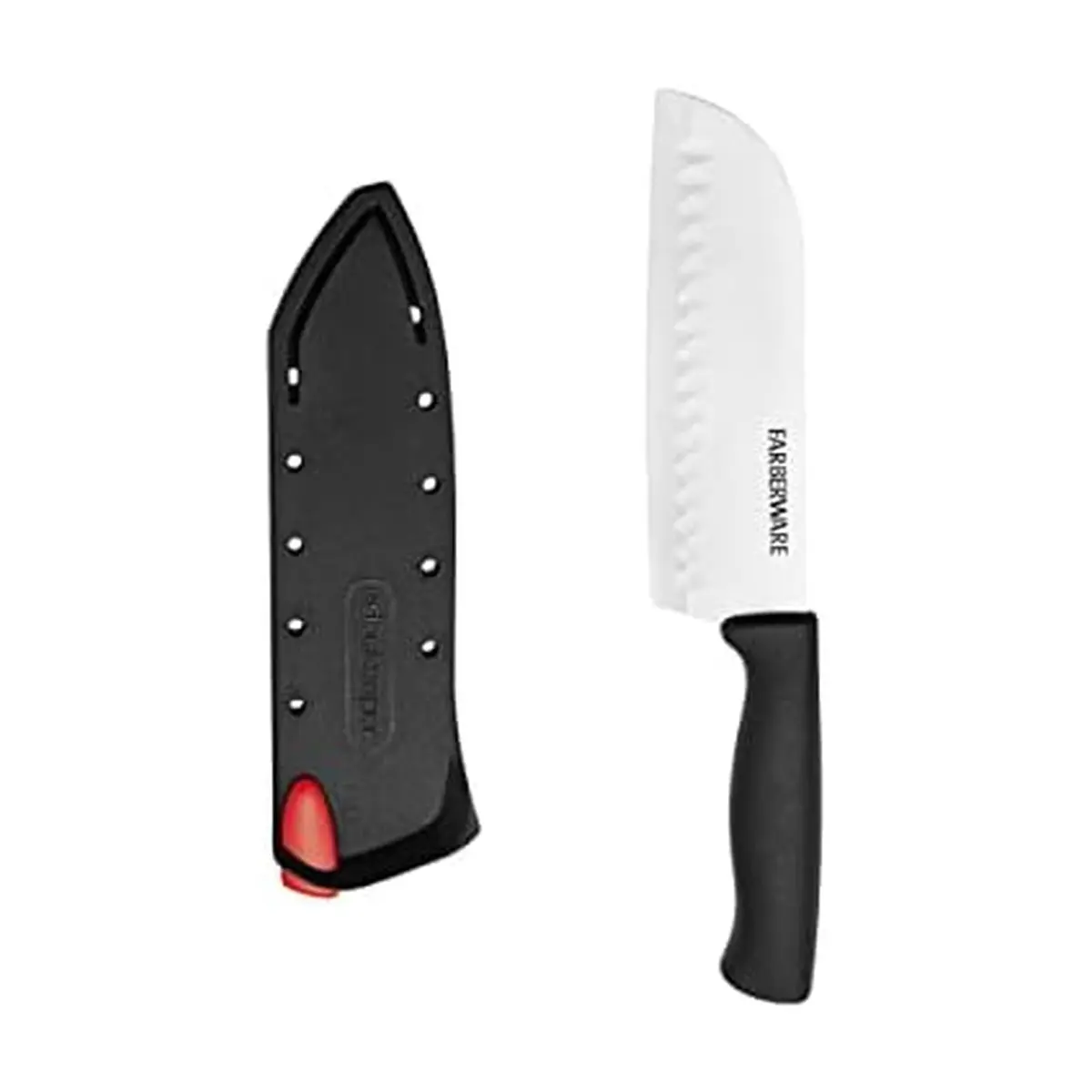 Farberware Edgekeeper 5-Inch Santoku Knife with Self-Sharpening Blade Cover | Razor-Sharp High Carbon-Stainless Steel Kitchen Knife in Black - main product image