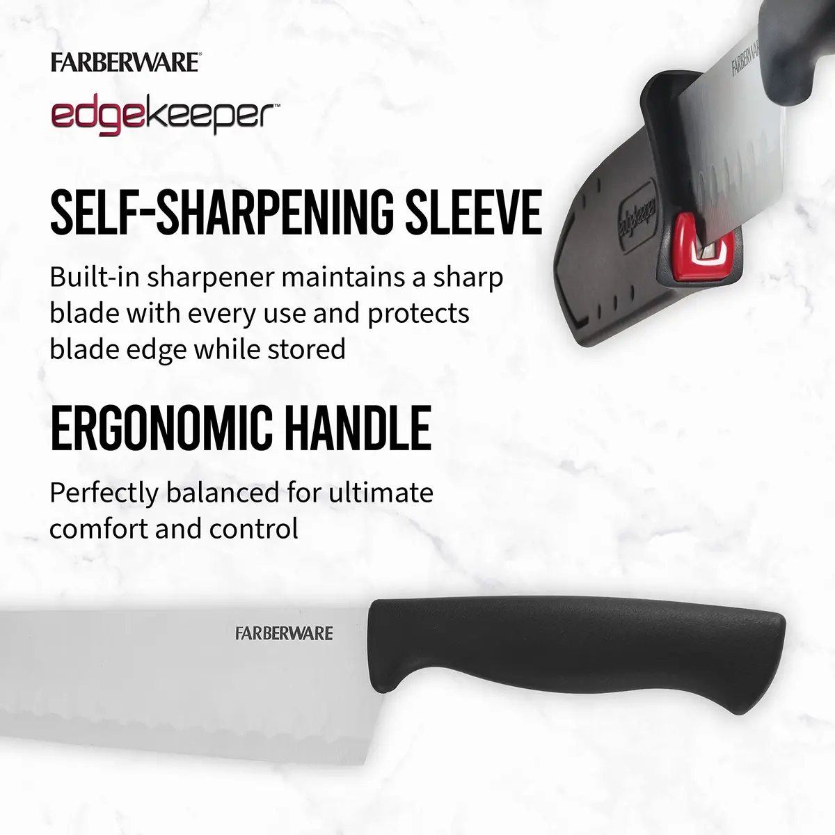 Farberware Edgekeeper 5-Inch Santoku Knife with Self-Sharpening Blade Cover | Razor-Sharp High Carbon-Stainless Steel Kitchen Knife in Black - view 3