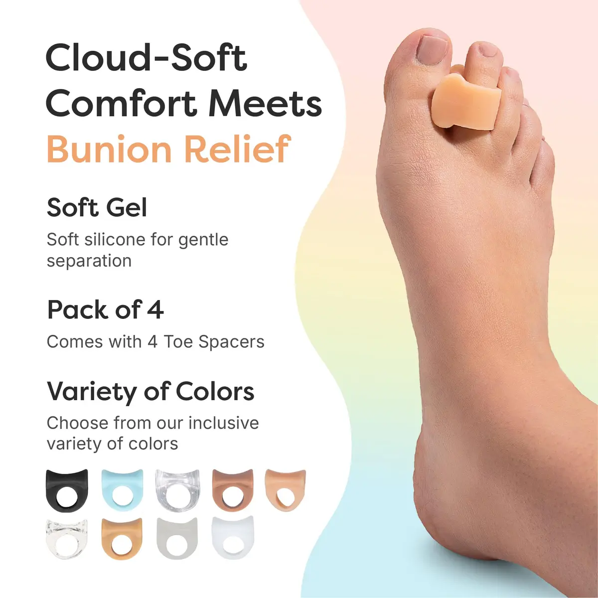 ZenToes Gel Toe Spacers for Bunions & Overlapping Toes | Soft Silicone Support for Comfort & Alignment - view 5