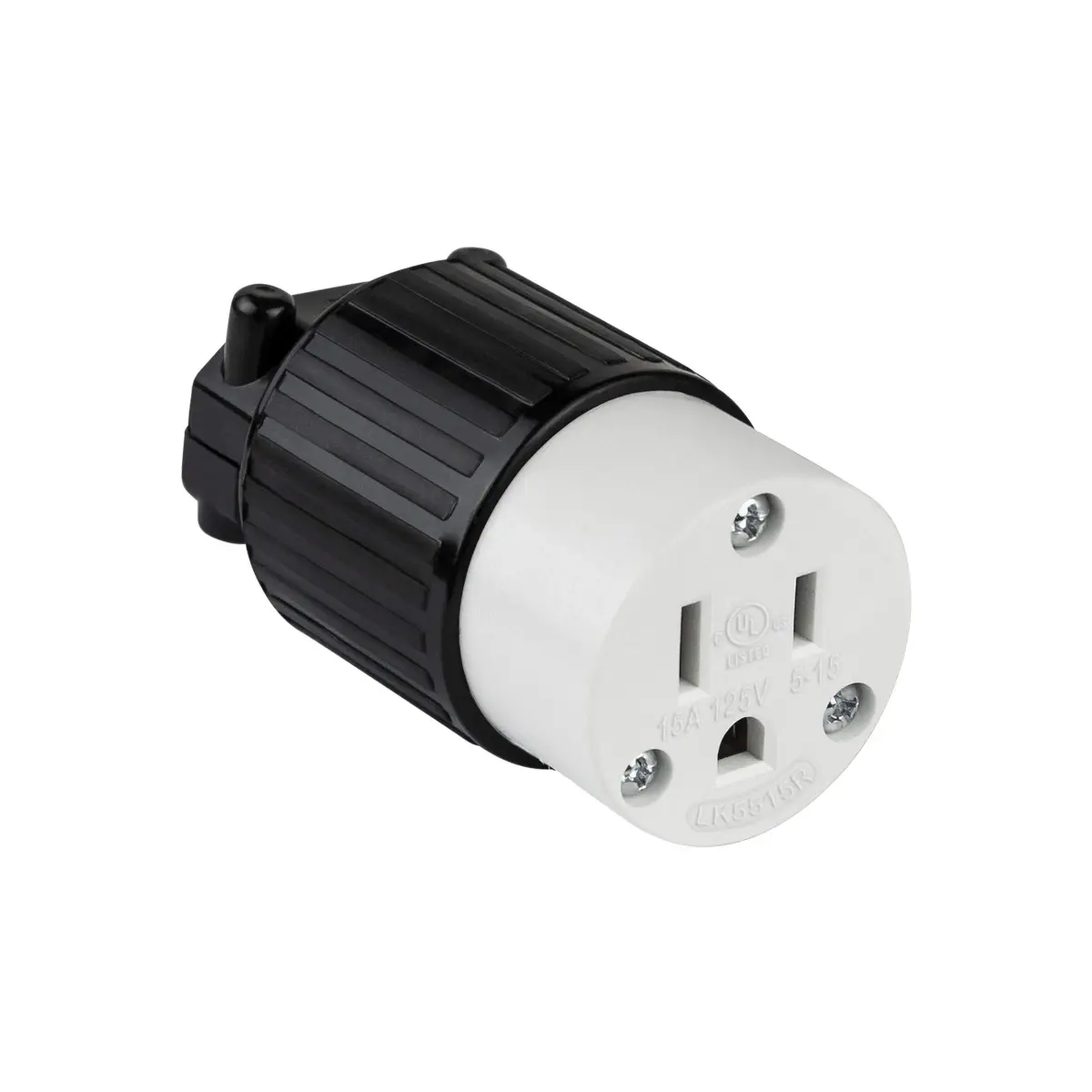 ENERLITES NEMA 5-15R Straight Blade Connector, Female Cord Ends, Black | Industrial Grade 15A 125V UL Listed - main product image