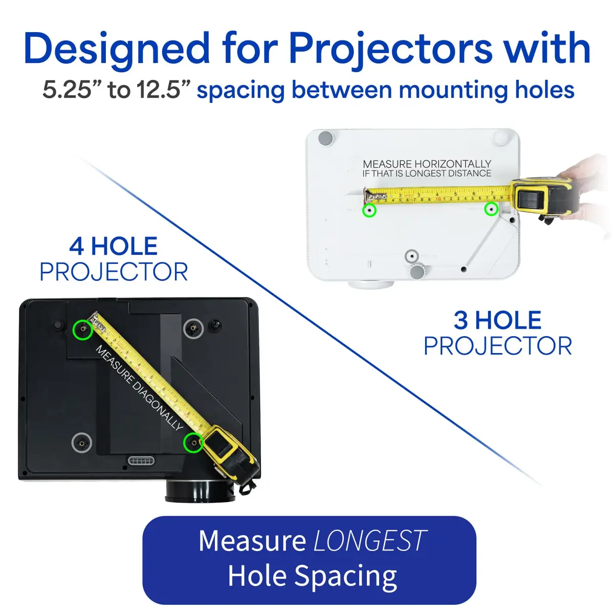 VIVO MOUNT-VP02B Black Extending Ceiling Projector Mount | 13.97 cm (5.5 in) to 31.75 cm (12.5 in) Mounting Range - view 2