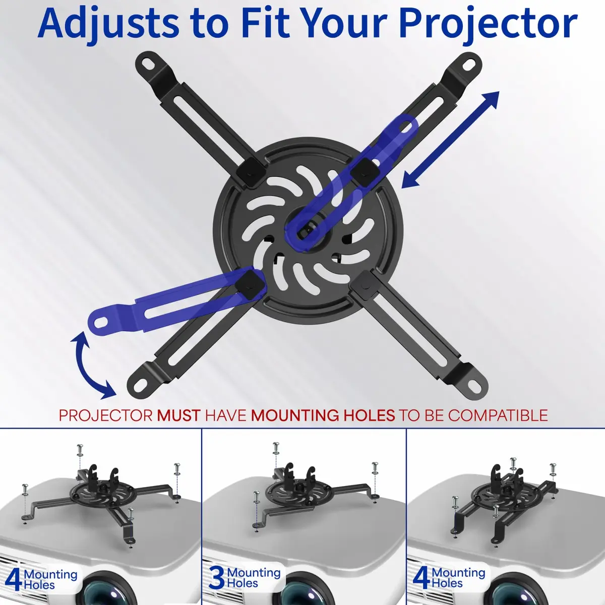 VIVO MOUNT-VP02B Black Extending Ceiling Projector Mount | 13.97 cm (5.5 in) to 31.75 cm (12.5 in) Mounting Range - view 3