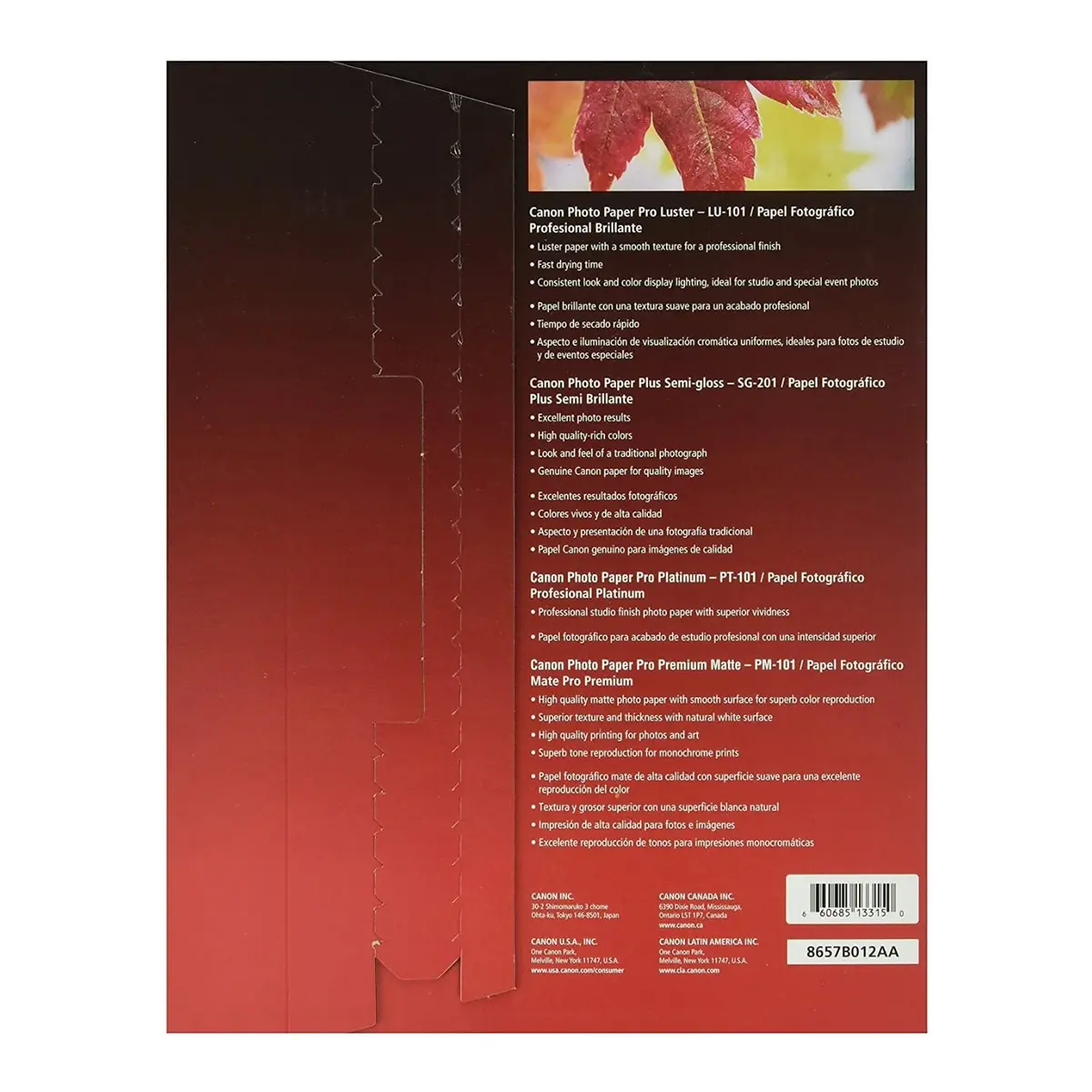 Canon Pro Paper Samples Pack 8657B012 | Professional Photo Paper Sampler 8.5 x 11" - view 2