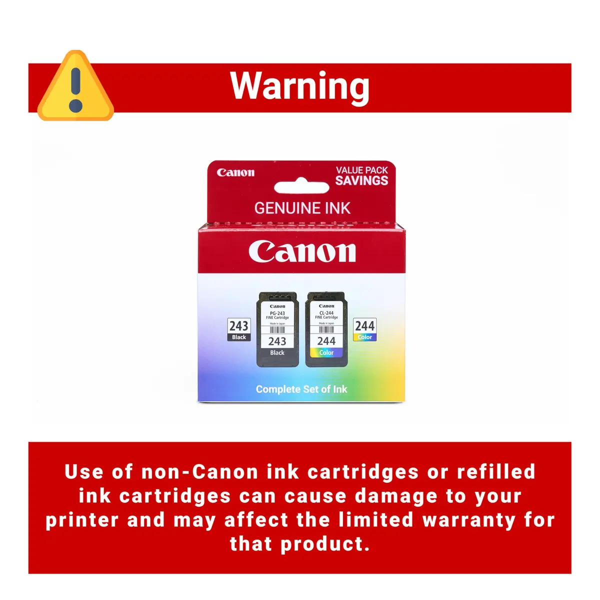 Canon PG-243 / CL-244 Genuine Ink Value Pack (2 Cartridges, Black & Color) | Yields up to 100 Pages Each - view 3