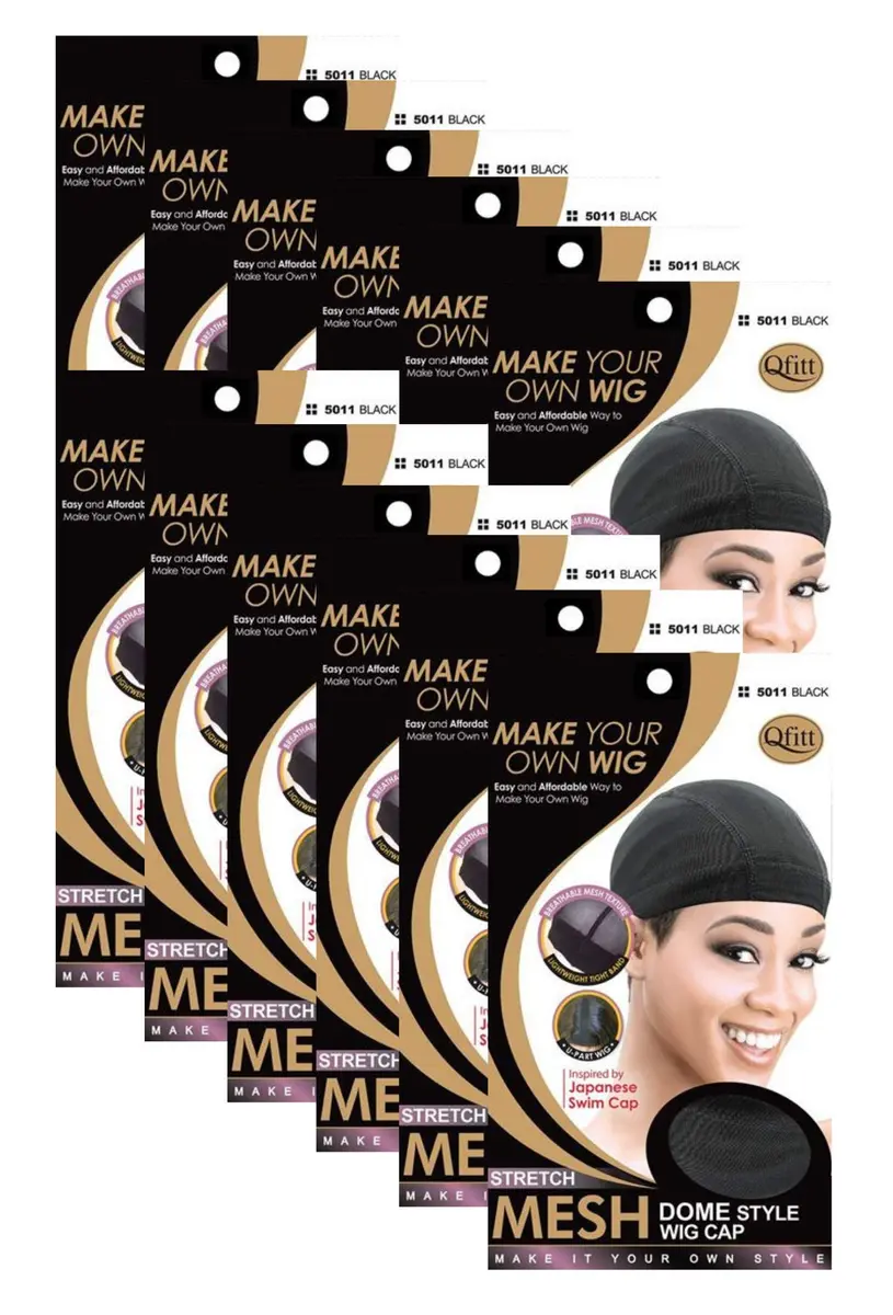 Qfitt Mesh Dome Wig Cap #5011 Black | Breathable, Non-Slip Wig Cap for All Head Sizes - main product image
